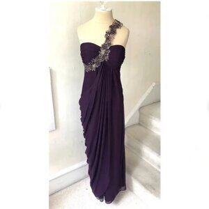Purple One Shoulder Grecian-style Long Formal Dress - Xscape by Joanna Chen